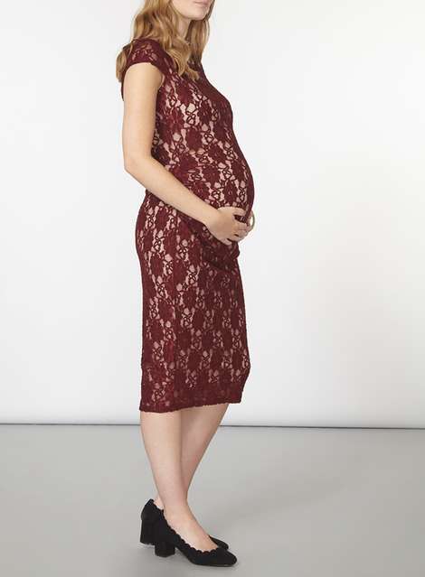 **Maternity Berry Lace Bodycon Dress